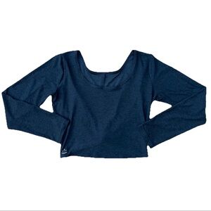 Beyond Yoga Women Heather Featherweight Long Sleeve Crop Teal Athleisure Sz S